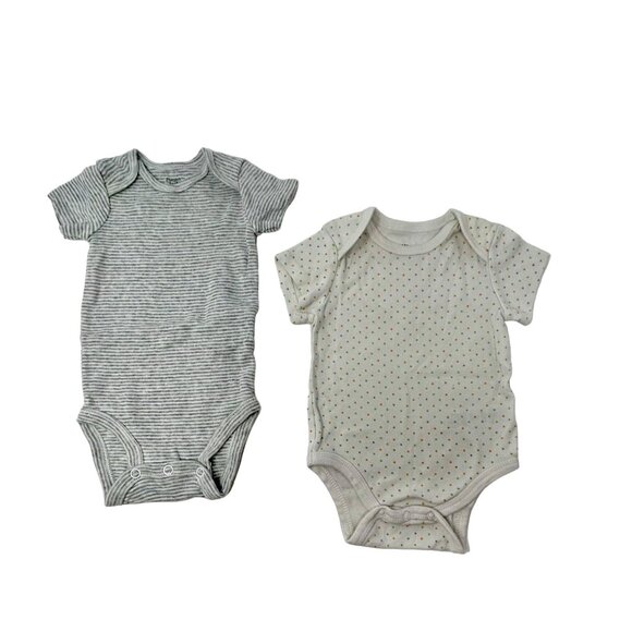 Baby Boy's - 4 Body Suits in White with Designs in Greens and Greys - Size 3 M - Picture 2 of 6